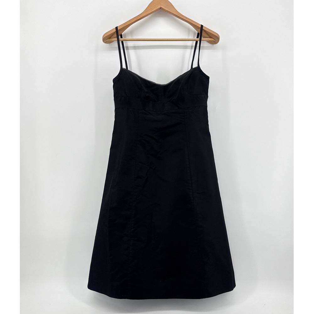 J.Crew Black 100% Silk Kami Spaghetti Strap A-Line Cocktail Dress 85313 Womens 6